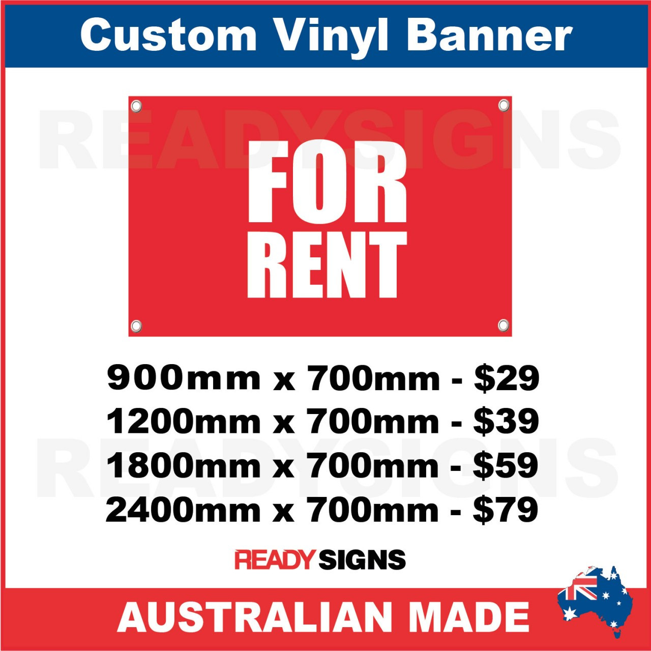 CUSTOM VINYL BANNER SIGN Australian Made FOR RENT 