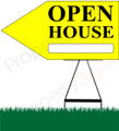 Open House LEFT Arrow Sign - Yellow