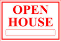 Open House Sign Classic Style- White/Red