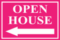 Open House Sign Classic Left Arrow - Pink