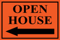 Open House Sign Classic Left Arrow - Orange