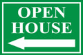 Open House Sign Classic Left Arrow - Green