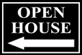 Open House Sign Classic Left Arrow - Black/White