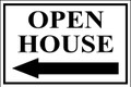 Open House Sign Classic Left Arrow - White/Black
