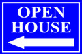Open House Sign Classic Left Arrow - Blue
