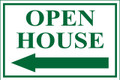 Open House Sign Classic Left Arrow - White/Green