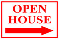 Open House Sign Classic Right Arrow - White/Red