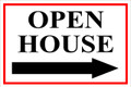 Open House Sign Classic Right Arrow - Rd/Blk