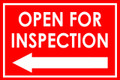 Open For Inspection  - Classic Left Arrow - Red