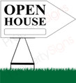 Open House RIGHT Arrow Sign - White/Black