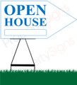 Open House RIGHT Arrow Sign - White/Blue
