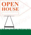 Open House RIGHT Arrow Sign - White/Orange