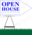Open House RIGHT Arrow Sign - White/Bright Blue