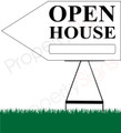 Open House LEFT Arrow Pointer Sign - White/Black