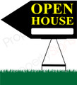 Open House LEFT Arrow Pointer Sign - Black/Ylw
