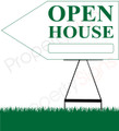 Open House LEFT Arrow Pointer Sign - White/Green