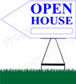 Open House LEFT Arrow Pointer Sign - White/Bright Blue