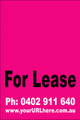 For Lease Sign No. 9
Customise your Ph & URL