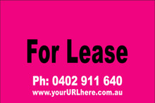 For Lease Sign No. 9 Landscape
Customise your Ph & URL