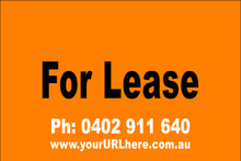 For Lease Sign No. 10 Landscape
Customise your Ph & URL