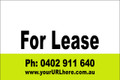 For Lease Sign No. 11 Landscape
Customise your Ph & URL