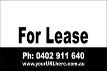 For Lease Sign No. 13 Landscape
Customise your Ph & URL