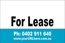 For Lease Sign No. 15 Landscape
Customise your Ph & URL