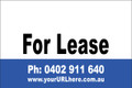 For Lease Sign No. 16 Landscape
Customise your Ph & URL