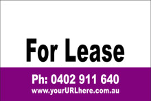 For Lease Sign No. 20 Landscape
Customise your Ph & URL