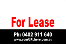 For Lease Sign No. 24 Landscape
Customise your Ph & URL