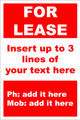 For Lease Sign No. D1
Customise your details