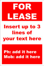 For Lease Sign No. D1
Customise your details