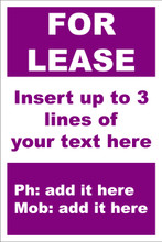 For Lease Sign No. D7
Customise your details