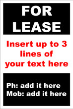 For Lease Sign No. D11
Customise your details