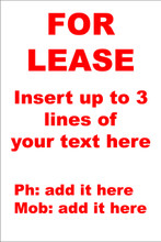 For Lease Sign No. E1
Customise your details
