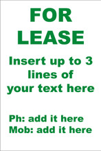 For Lease Sign No. E2
Customise your details