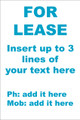 For Lease Sign No. E3
Customise your details