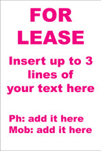 For Lease Sign No. E4
Customise your details