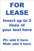 For Lease Sign No. E5
Customise your details