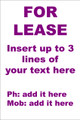 For Lease Sign No. E6
Customise your details