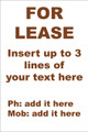 For Lease Sign No. E7
Customise your details