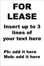 For Lease Sign No. E8
Customise your details