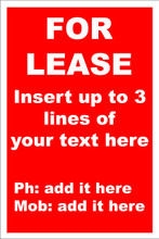 For Lease Sign No. F1
Customise your details