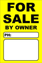 For Sale By Owner FSBO Sign - Yellow