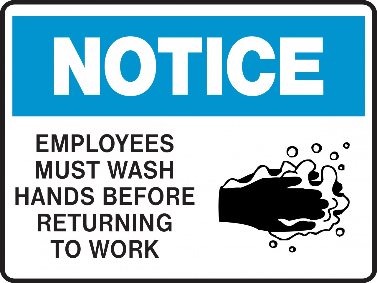 employees wash hands sign