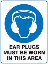 Mandatory Sign - EAR PLUGS MUST BE WORN IN THIS AREA