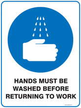 Mandatory Sign - HANDS MUST BE WASHED BEFORE RETURNING TO WORK