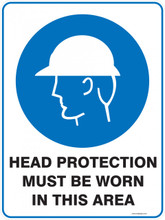 Mandatory Sign - HEAD PROTECTION MUST BE WORN IN THIS AREA