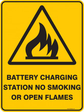 Warning  Sign - BATTERY CHARGING STATION NO SMOKING OR OPEN FLAMES