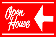 Open House Sign Red (Left Pointing Arrow)